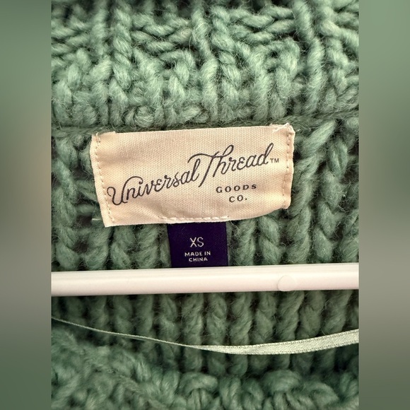 Universal Thread Knit Sweater Women’s SZ XS Green Chunky Crew Neck Oversized - Picture 2 of 7